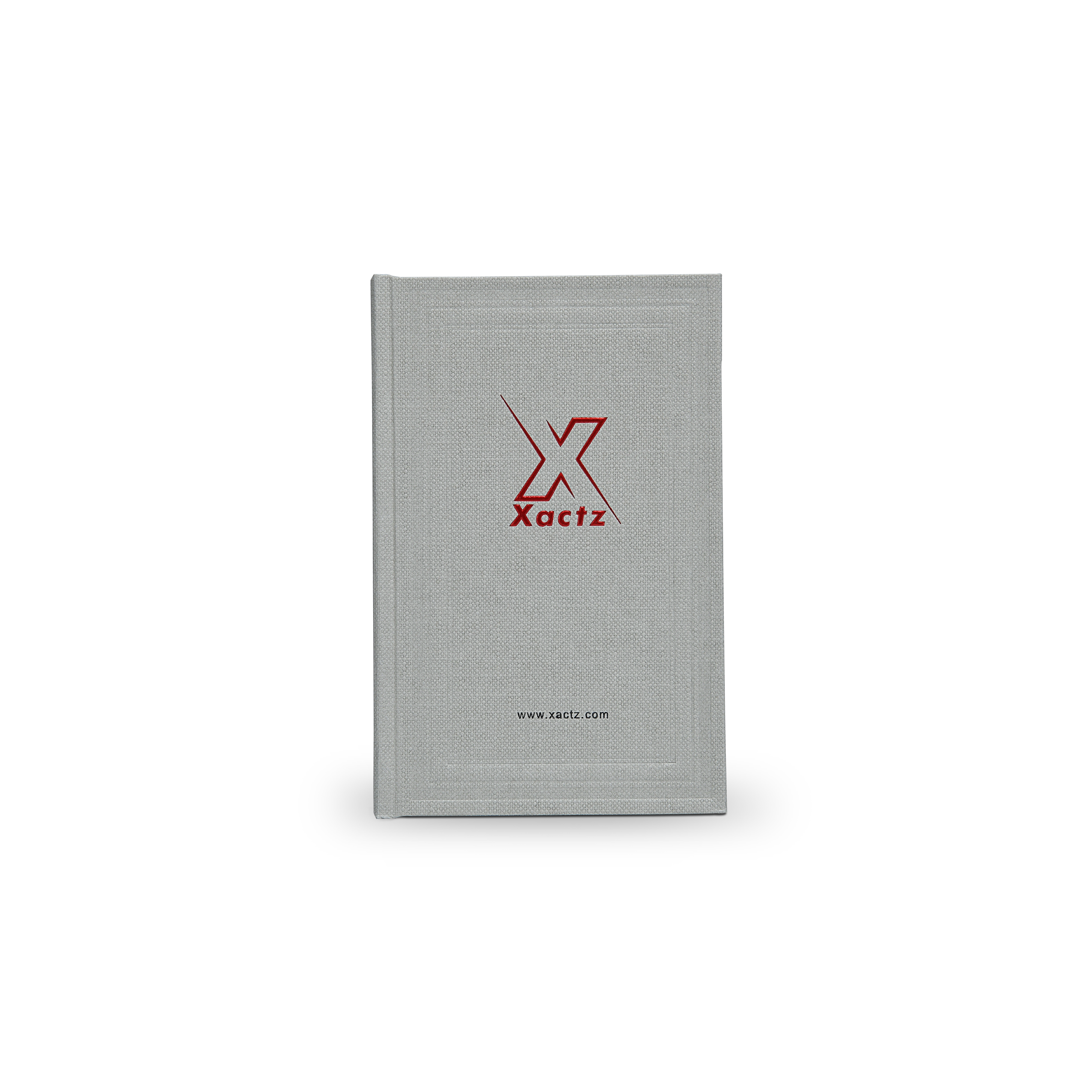 Sage Gray Beige Embossed Red Gold Foil Book-Shaped Luxury Gift Box with Debossed Border Frame and Rectangular Inner Tray