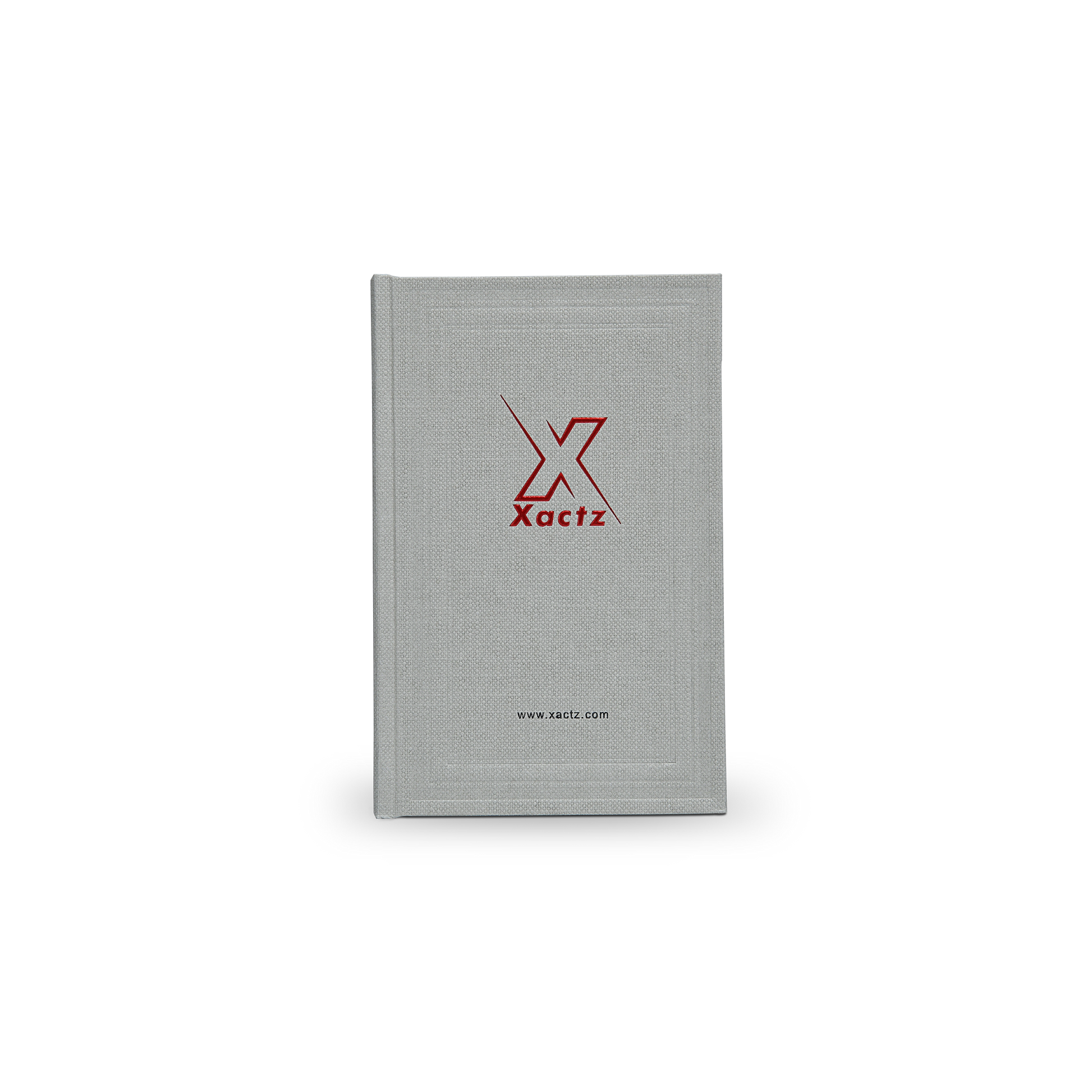 Sage Gray Beige Embossed Red Gold Foil Book-Shaped Luxury Gift Box with Debossed Border Frame and Rectangular Inner Tray