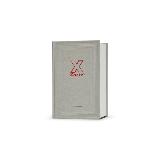 Sage Grey Cream Embossed Red Gold Foil Book-Shaped Luxury Gift Box with Elegant Lotus Texture and Black EVA Inner Tray