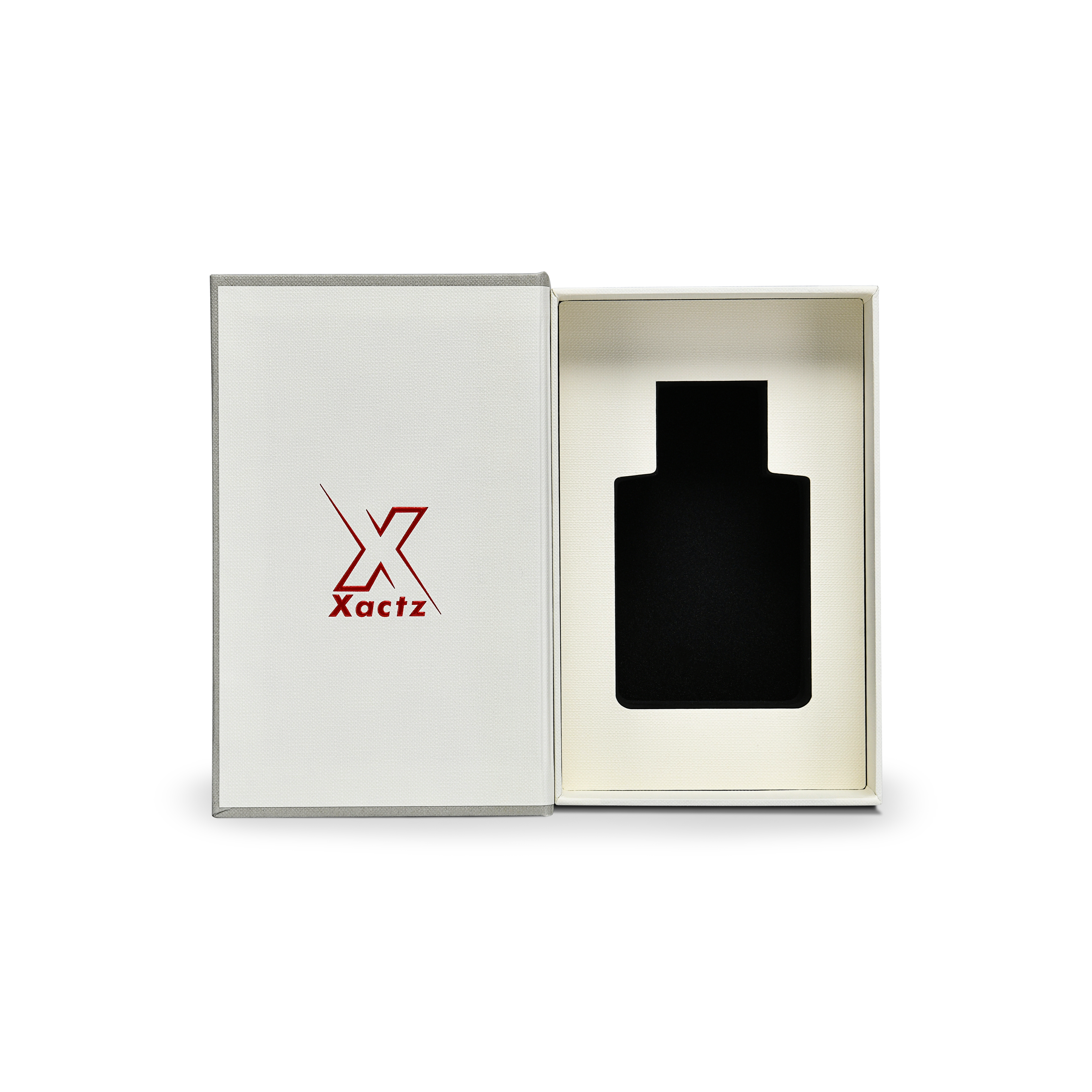 Sage Grey Cream Embossed Red Gold Foil Book-Shaped Luxury Gift Box with Elegant Lotus Texture and Black EVA Inner Tray