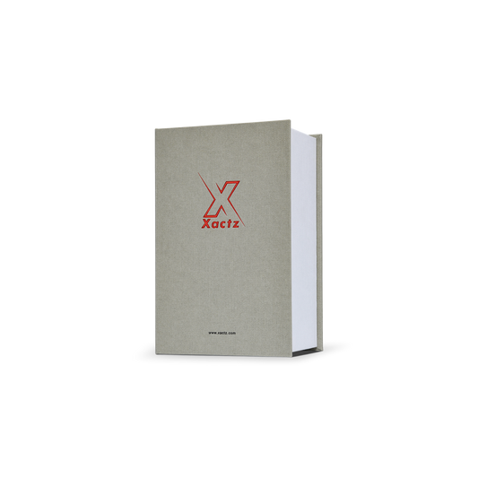 Sage Grey White Embossed Red Gold Foil Book-Shaped Luxury Gift Box with Elegant Lotus Texture and Black EVA Inner Tray