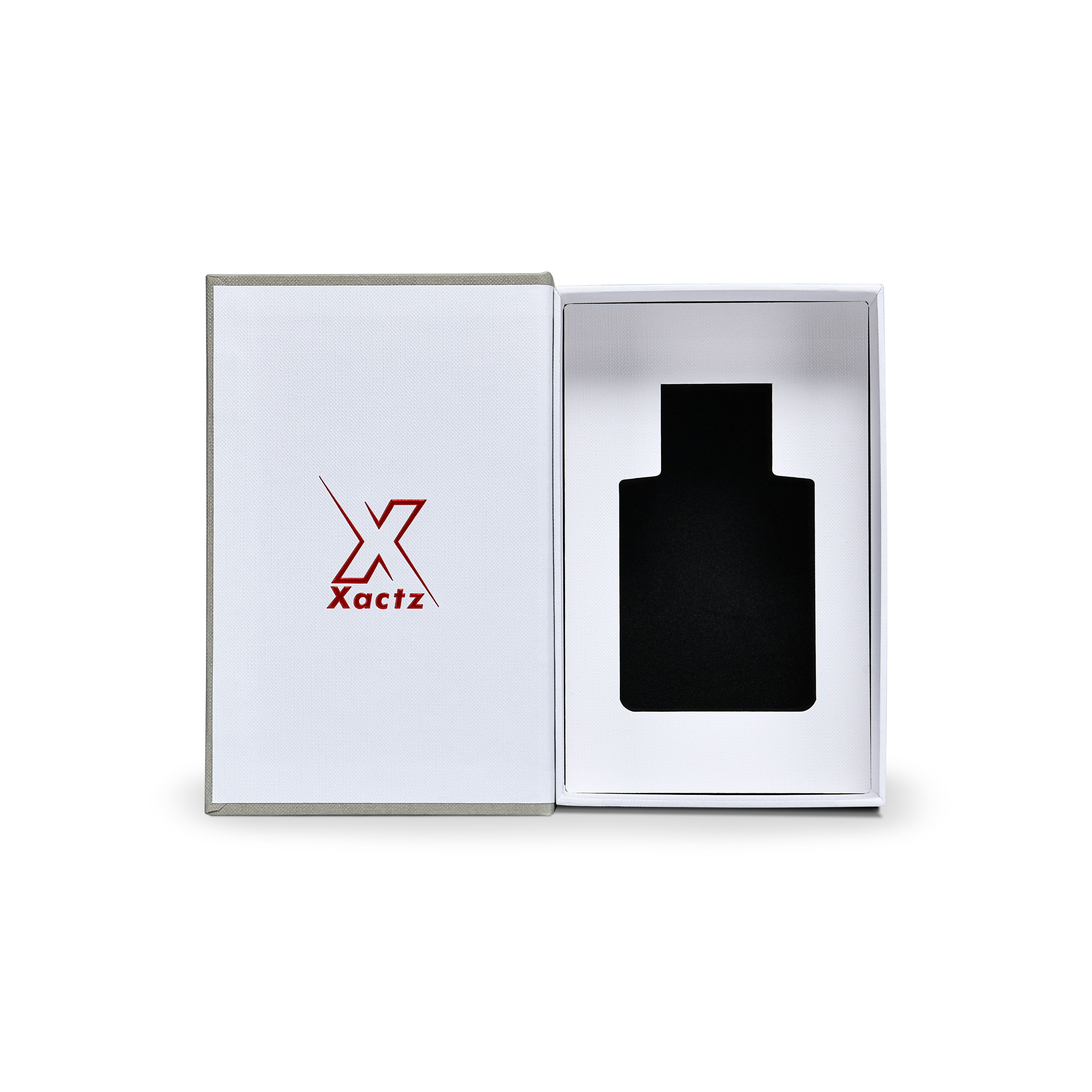 Sage Grey White Embossed Red Gold Foil Book-Shaped Luxury Gift Box with Elegant Lotus Texture and Black EVA Inner Tray