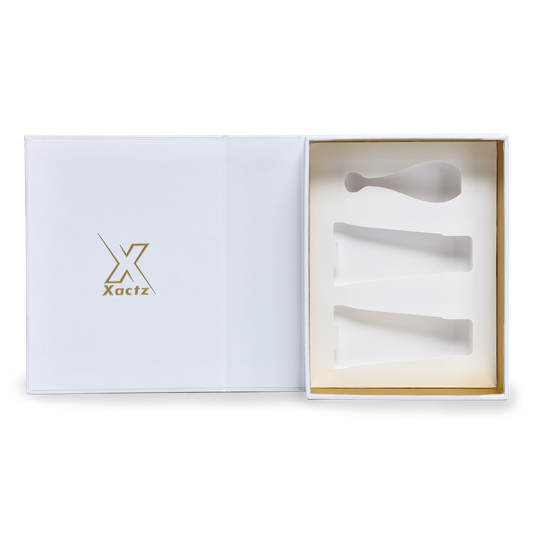 Confezione di Lusso Personalizzata Scatola a Libro Bianca Carta Kraft Rilievo Oro Imbottitura EVA per Cosmetici