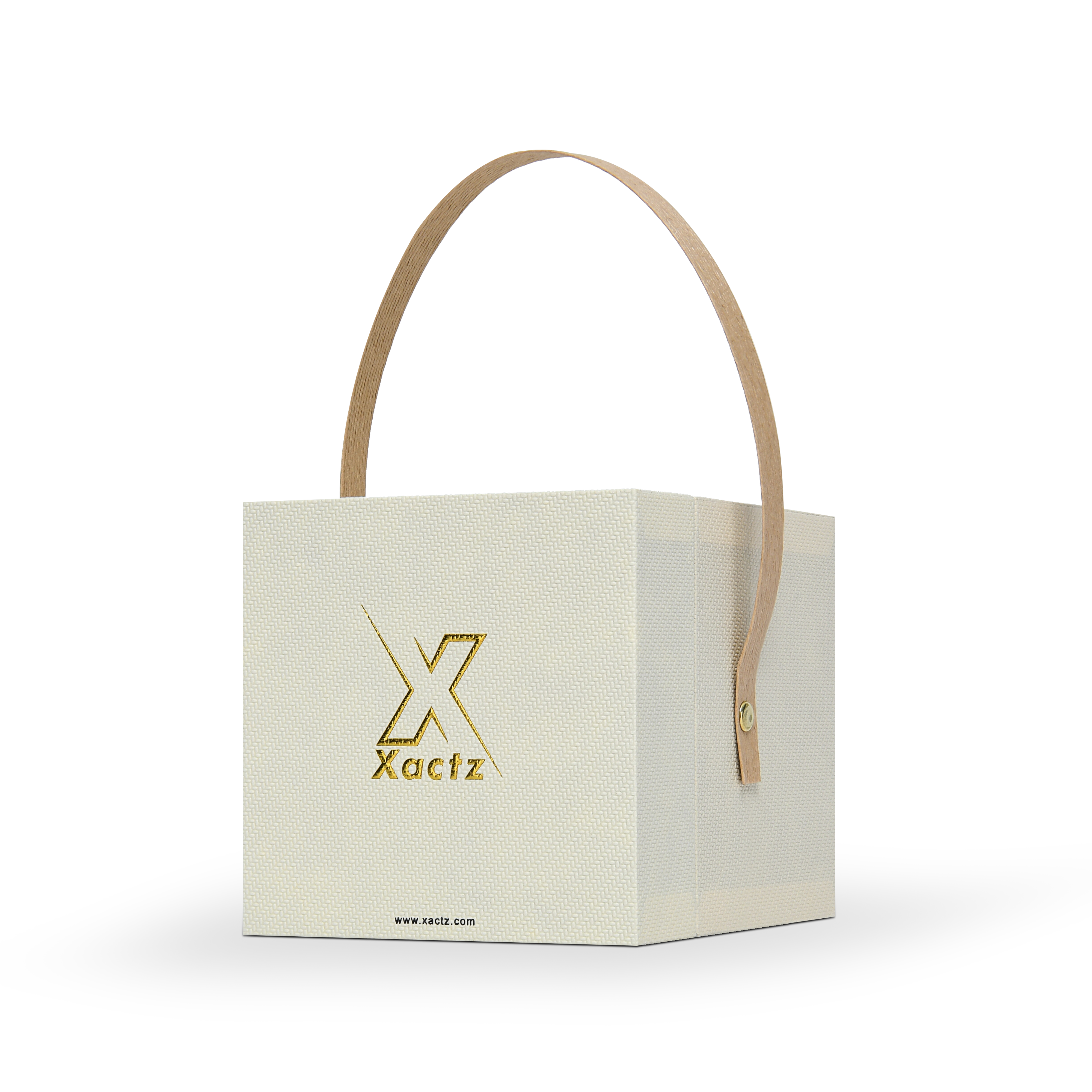 Emballage de luxe personnalisé en boîte à couvercle et base jaune blé avec poignée et doublure en satin
