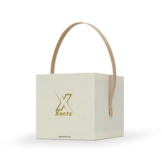 Luxury Custom Wheat Yellow Lid Base Box Handle Satin Lining Packaging