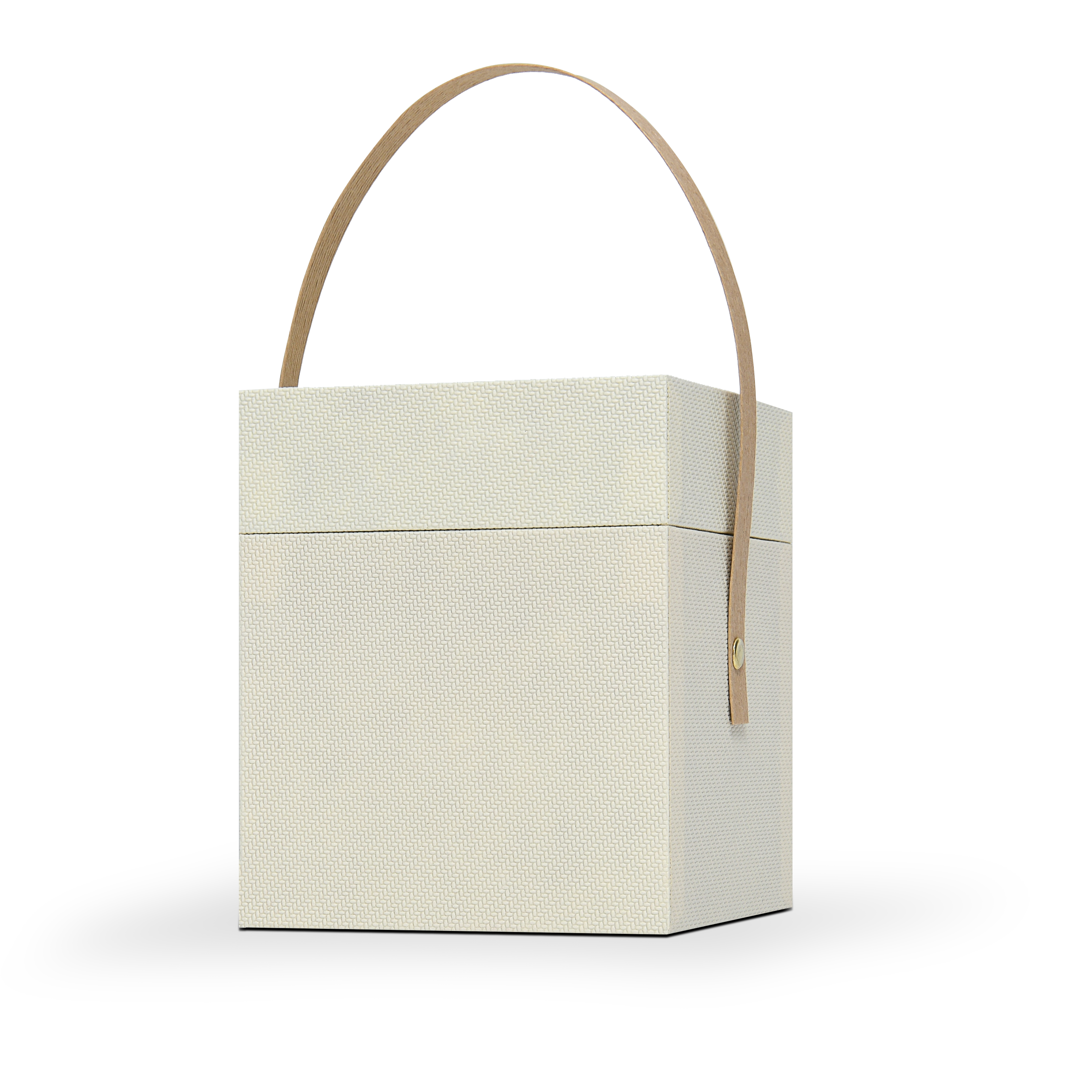 Emballage de luxe personnalisé en boîte à couvercle et base jaune blé avec poignée et doublure en satin