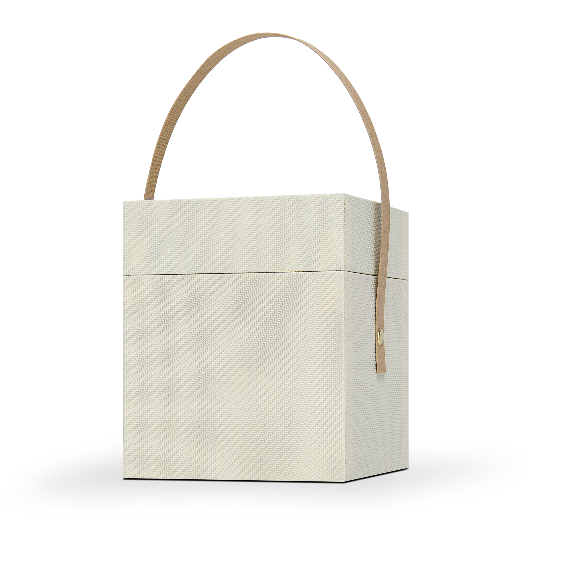 Emballage de luxe personnalisé en boîte à couvercle et base jaune blé avec poignée et doublure en satin