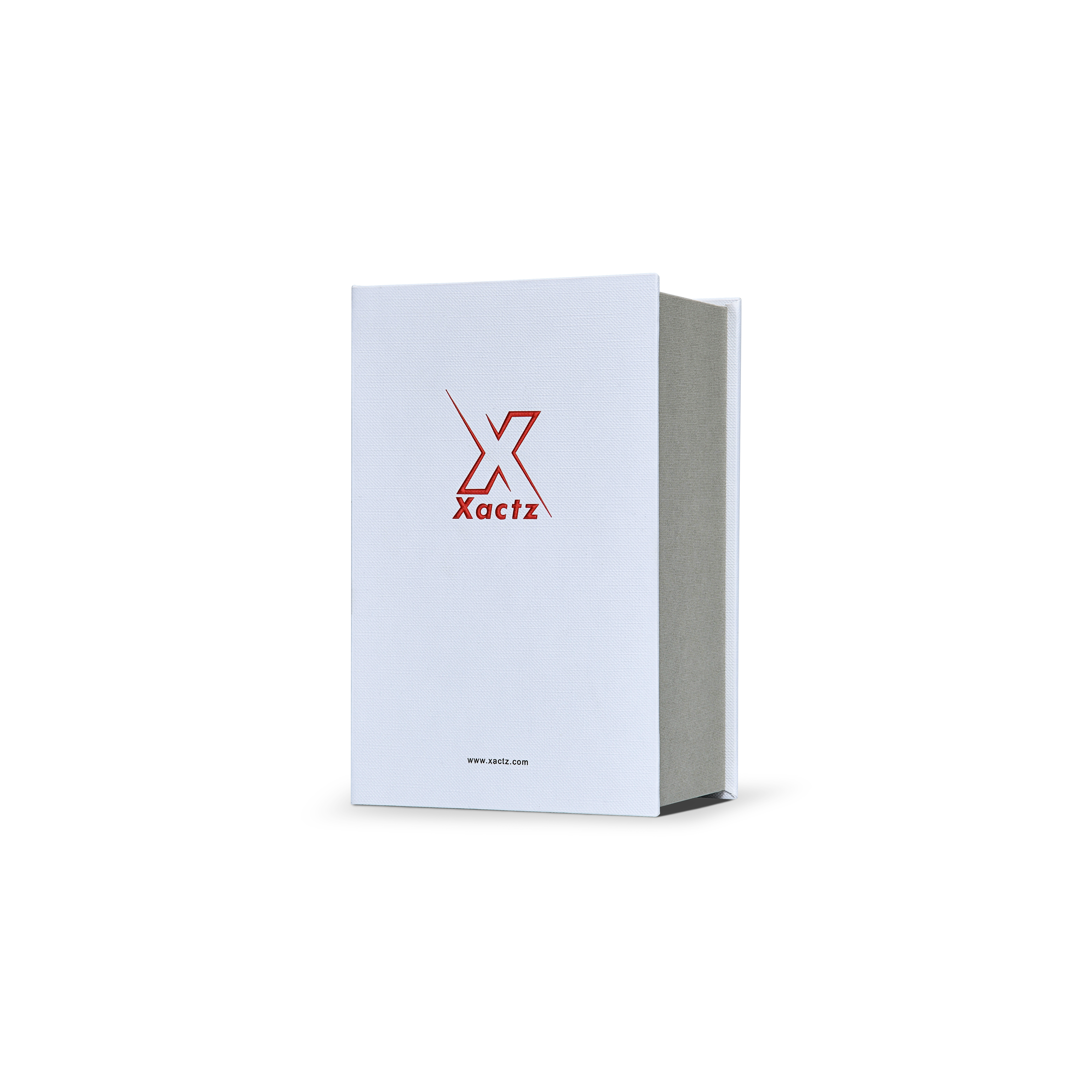 White Sage Grey Embossed Red Gold Foil Book-Shaped Luxury Gift Box with Elegant Lotus Texture and Rectangular Inner Tray